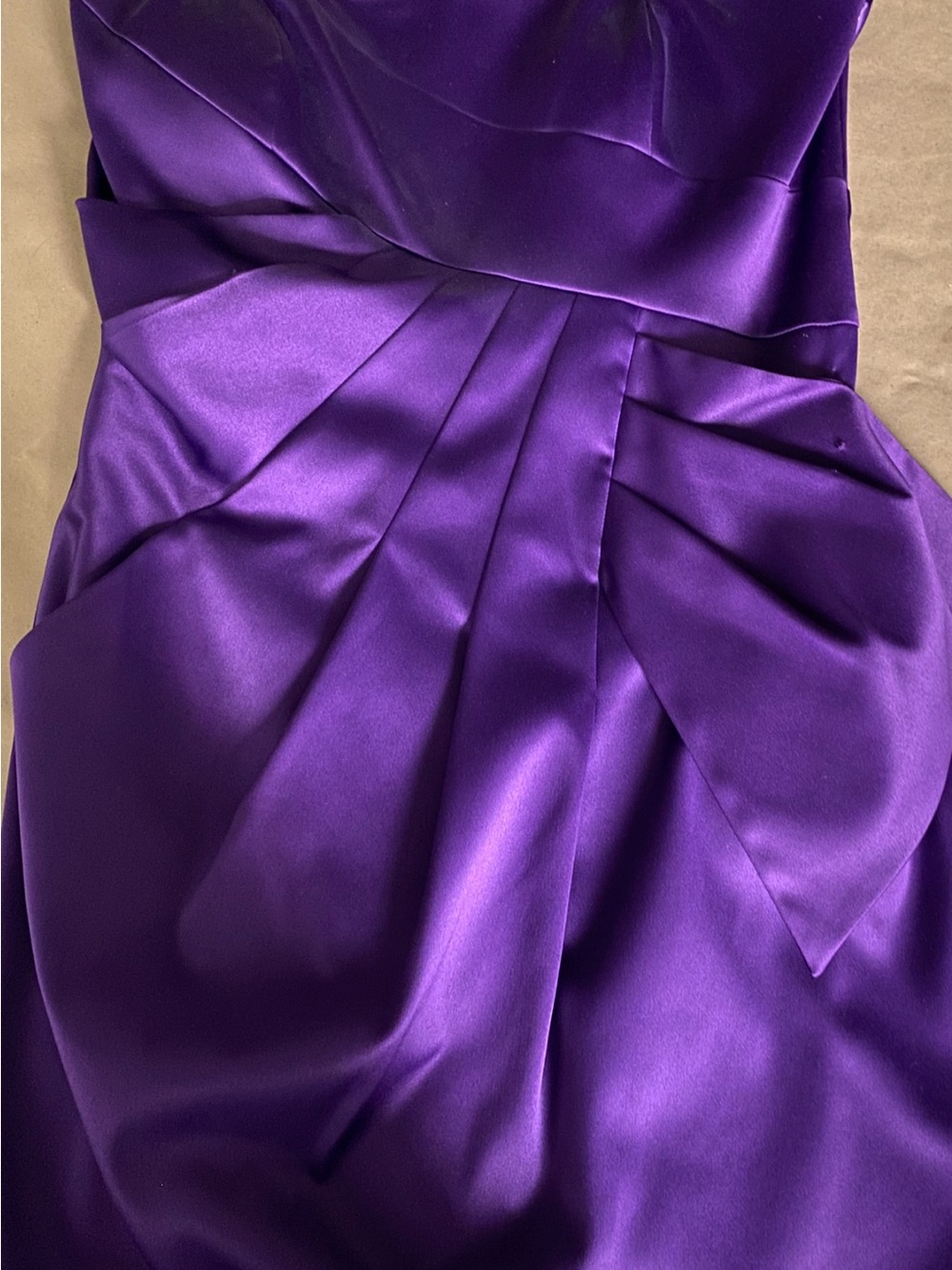 Max & Cleo Violet Satin Pleated Prom Dress